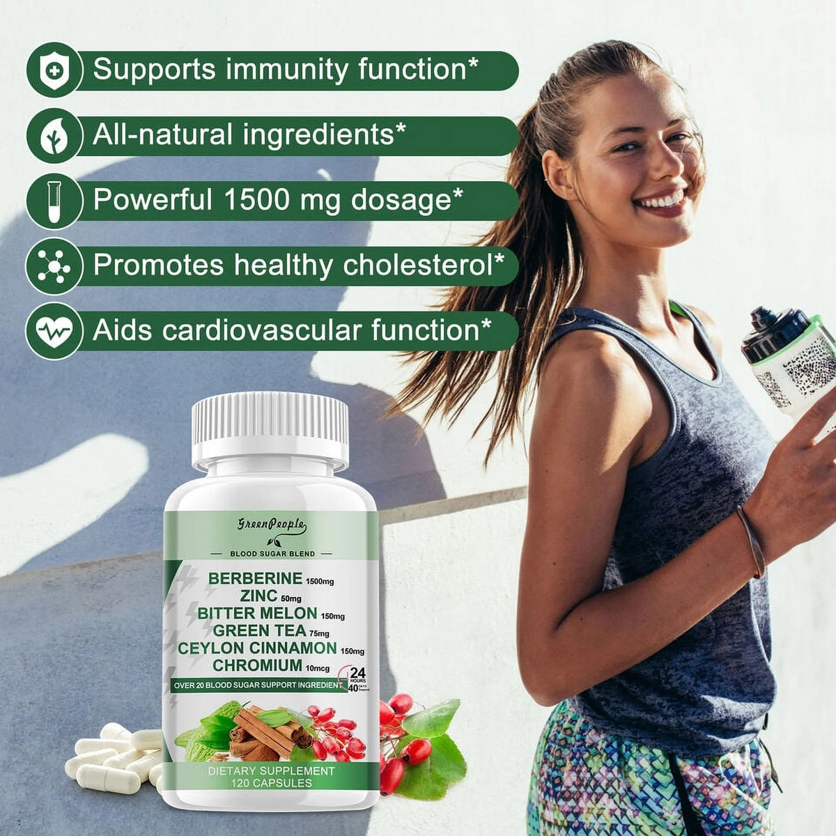 Berberine Supplement 1500mg 120 Capsule M488