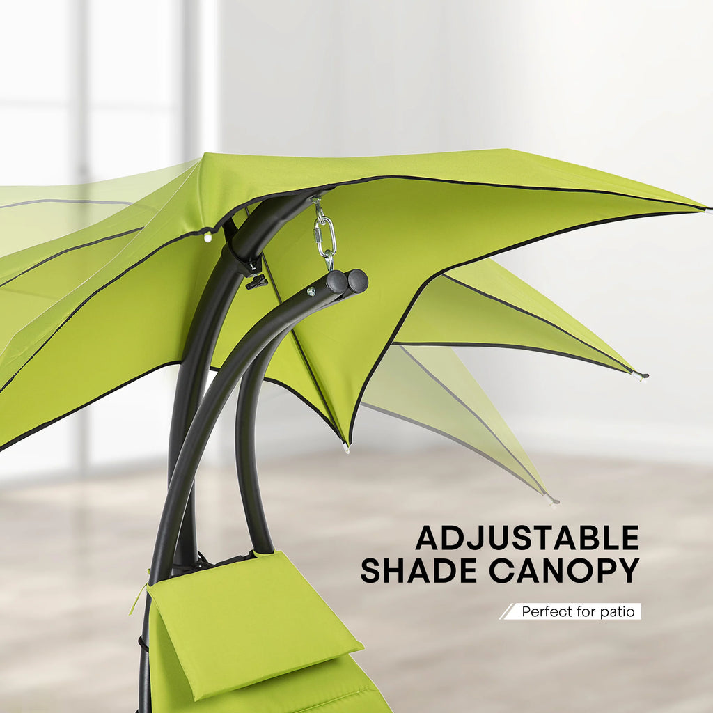 Hanging Chaise Lounge Chair Swing Hammock Chair Steel Green Q700187