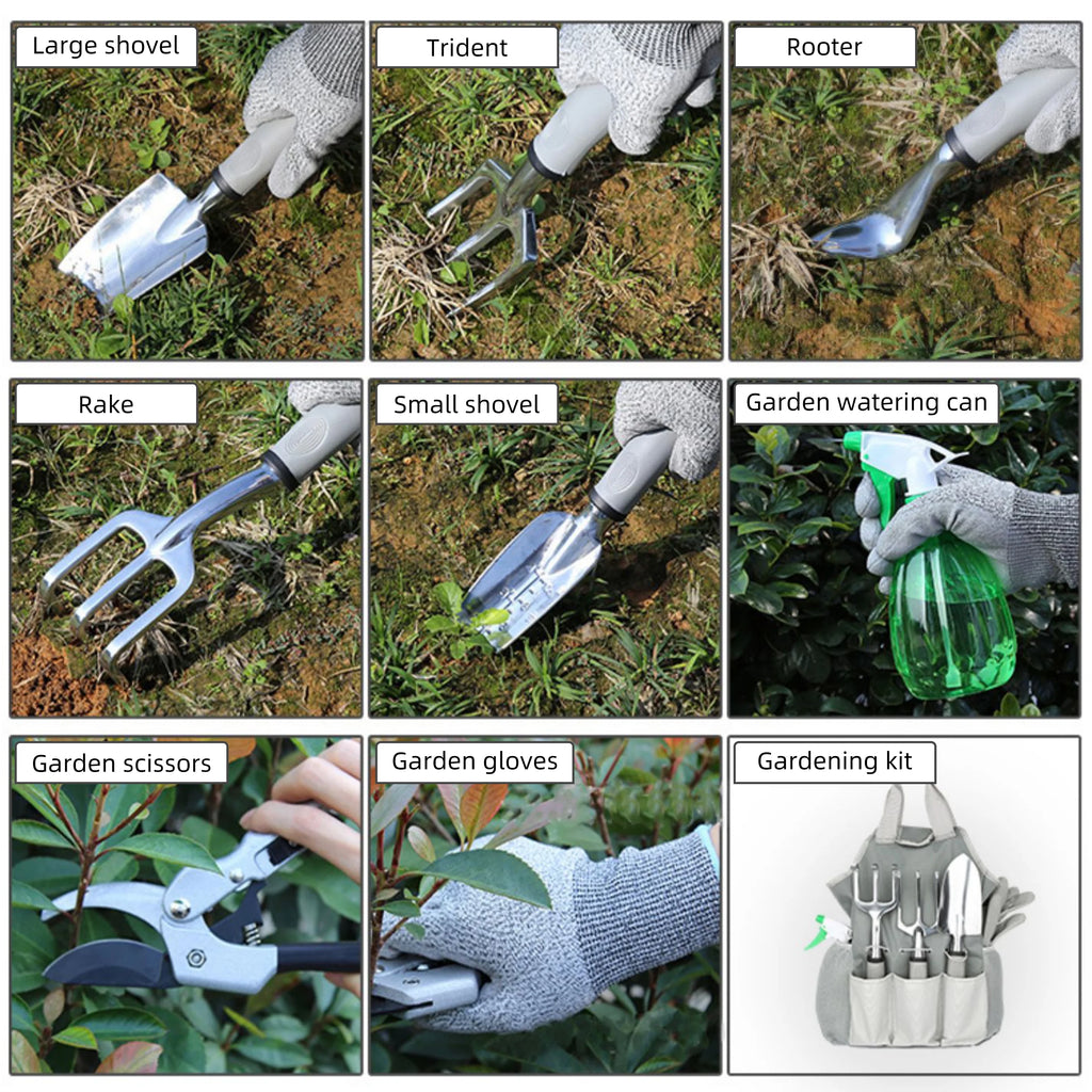 Aluminum Alloy Garden Tool Kit with Storage Tote Bag M308204
