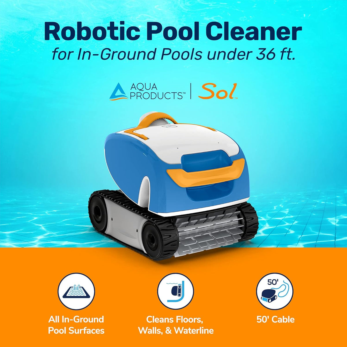 Robotic Pool Cleaner with 50ft Cable F12704