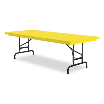 Adjustable Folding Tables, Rectangular, 72" x 30" x 22" to 32", Yellow Top, Black Legs Z13062