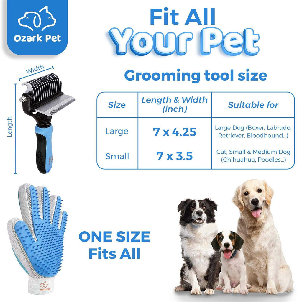 Dog and Cat Deshedding Brush with Shedding Glove R7478
