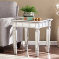Square Mirrored Wood End Table O544