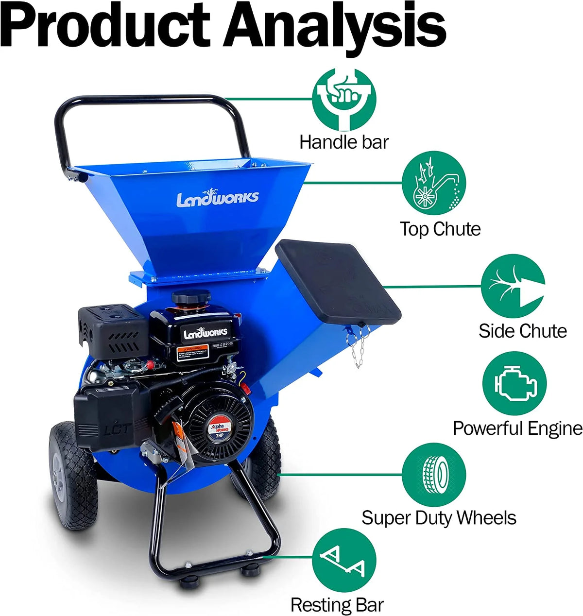 7HP 212CC Gas Wood Chipper Shredder Mulcher I710698