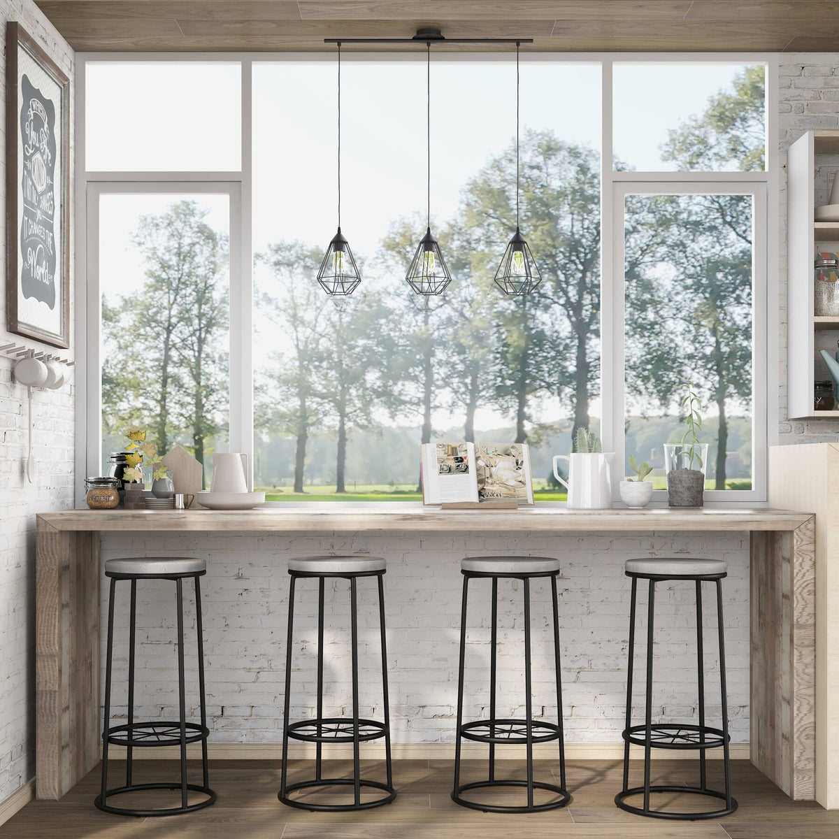 Rustic Metal Barstools Set of 2 H709