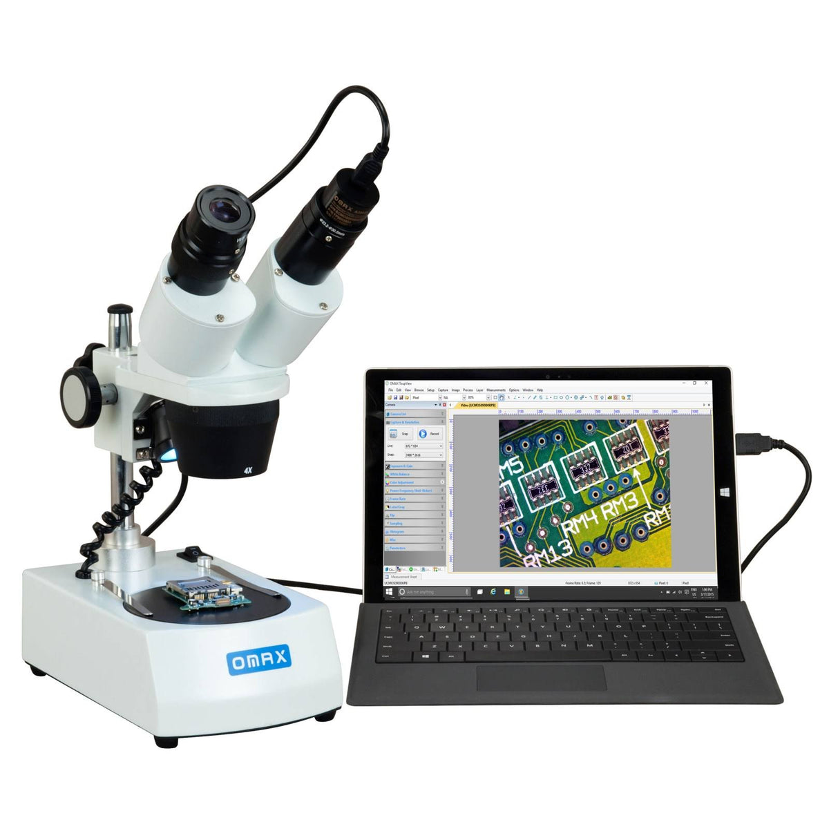 Binocular Stereo Microscope with Dual LED Lights and 1.3MP USB Camera L64864