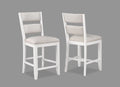 6pc Counter Height Bar Stools White Wooden Fabric F42660