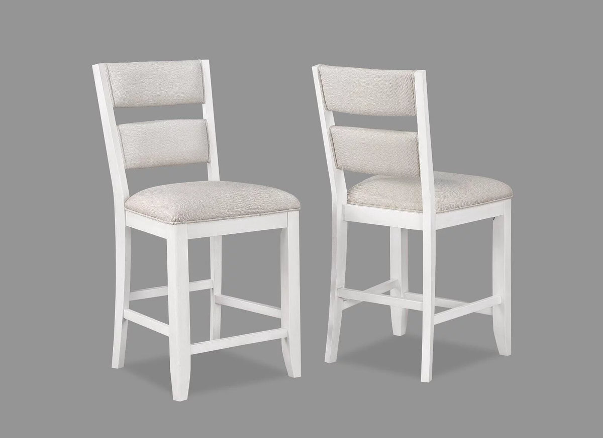6pc Counter Height Bar Stools White Wooden Fabric F42660