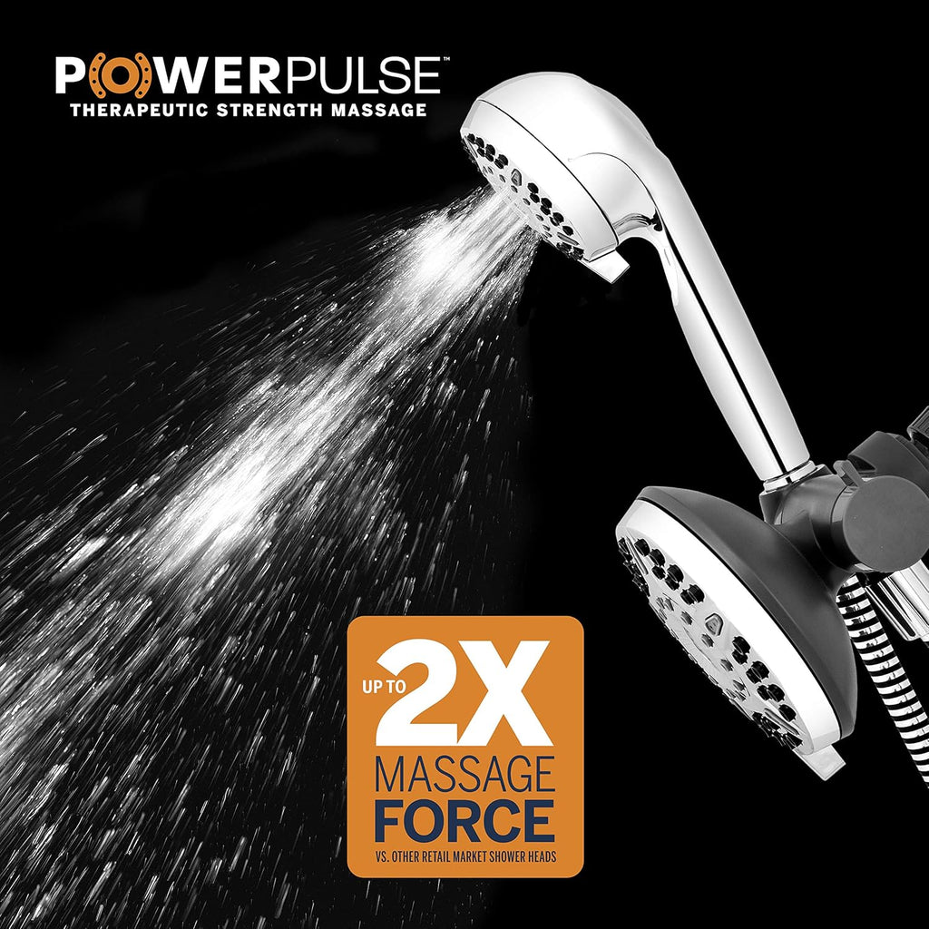 High Pressure Handheld Shower Head with 5-Foot Hose, 96-inch Metal Shower Hose Pack of 2 K628218