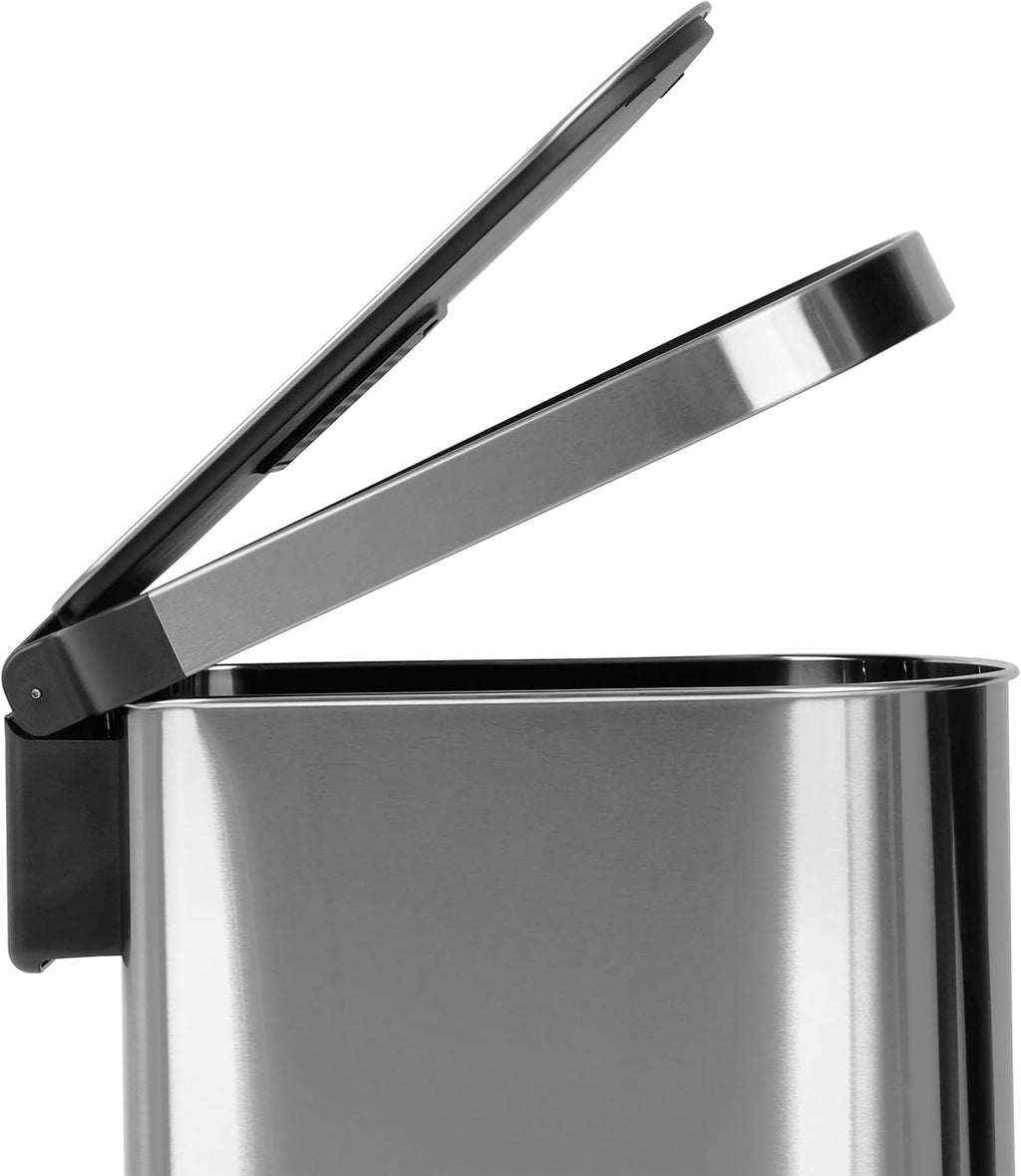 50 Liter / 13.2 Gallon Smudge Resistant Stainless Steel Trash Can with Foot Pedal V7088