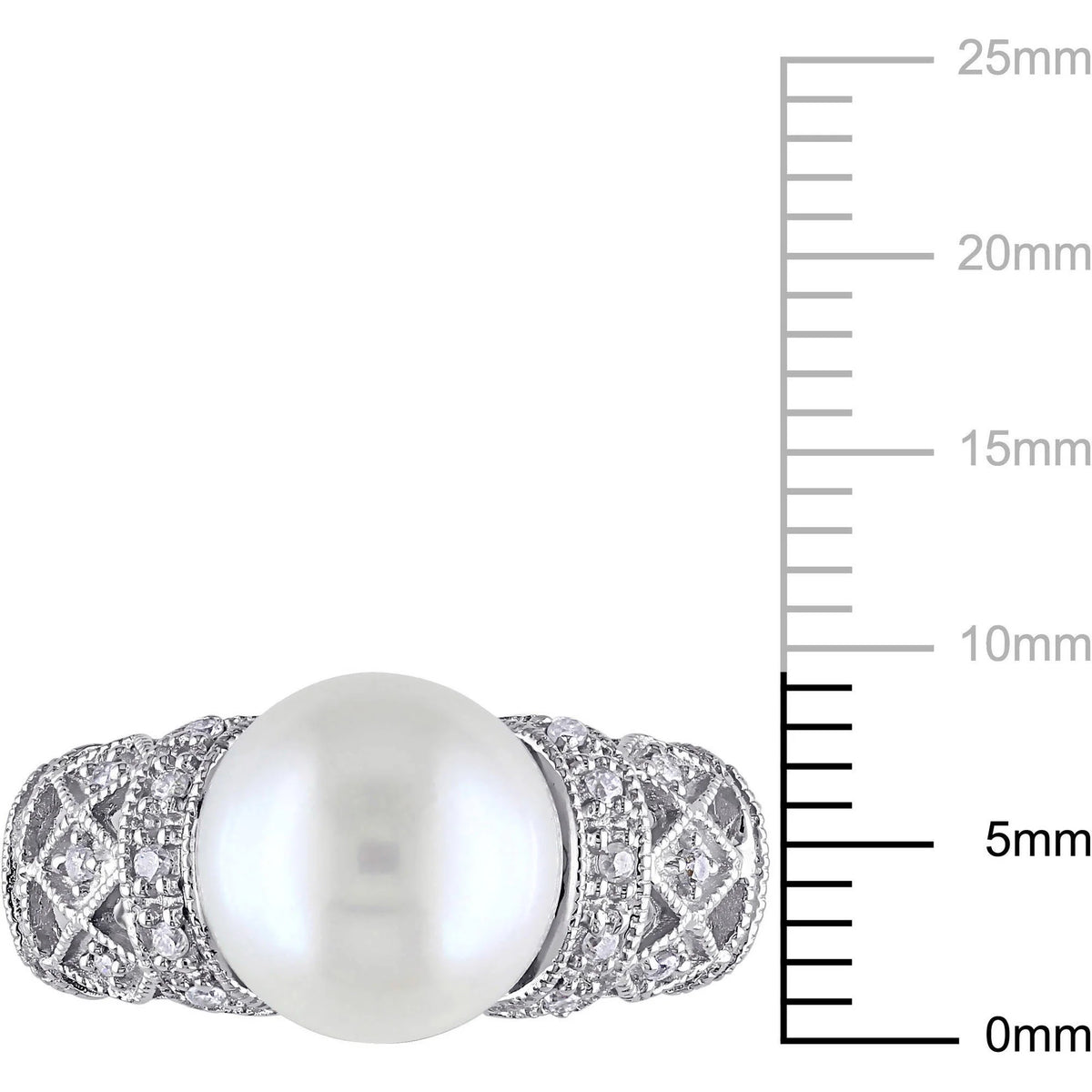 9-9.5mm White Cultured Freshwater Pearl Sterling Silver Cocktail Ring D8599