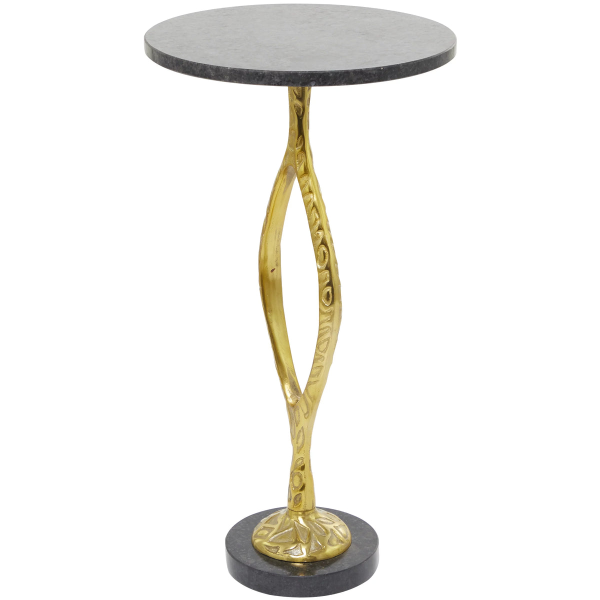 Gold Aluminum Accent Table with Black Marble Base L2666