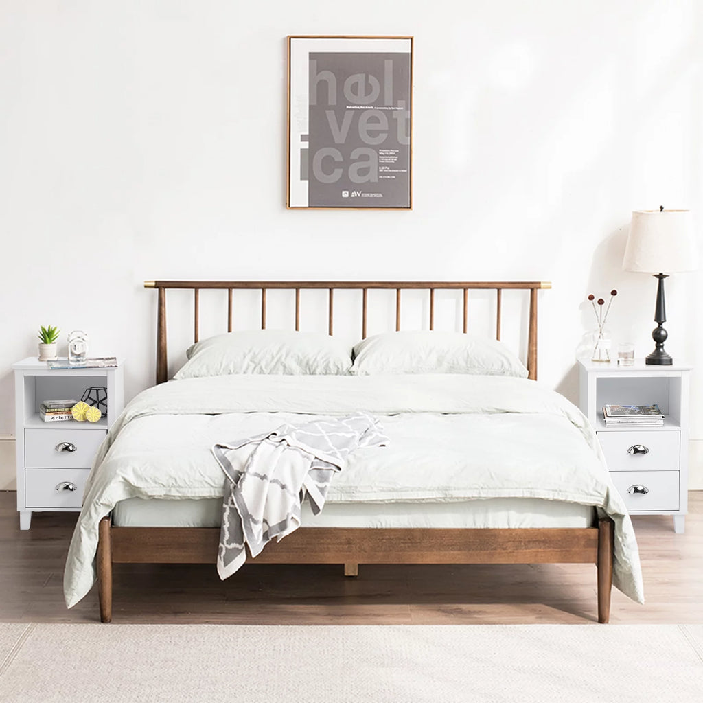 White 2 Drawer Bedside Table J61700