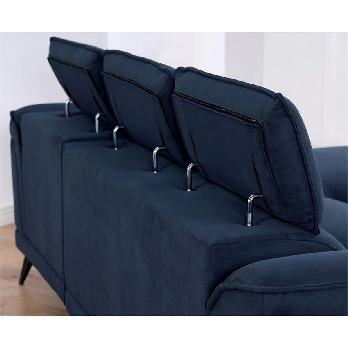 Navy Fabric Adjustable Headrest Sectional J415