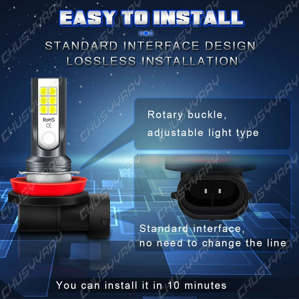 6x LED Headlights Hi/Low Beam Fog Light Bulbs 6000K U4497