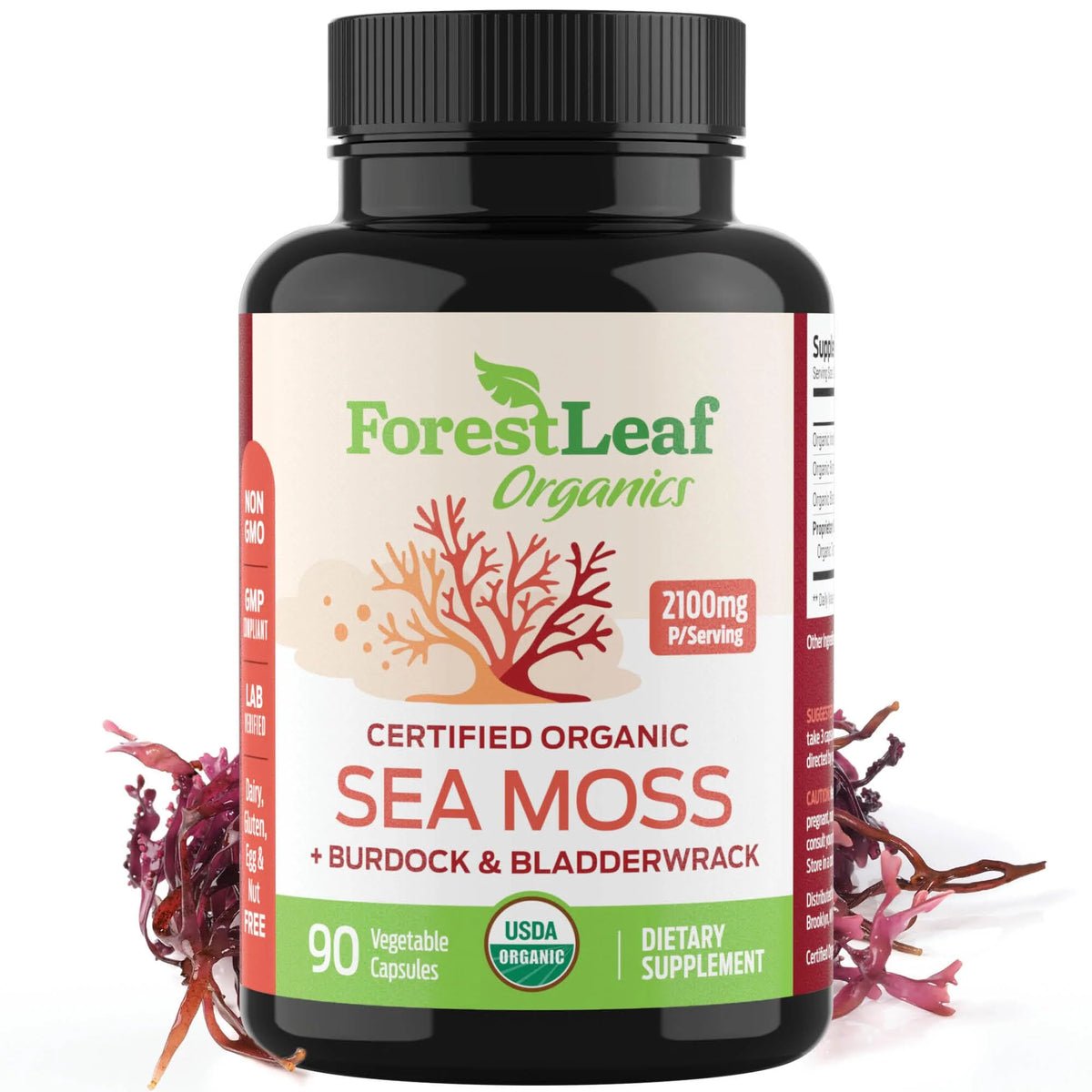 Organic Irish Sea Moss with Bladderwrack and Burdock Root 90 Capsules Q256