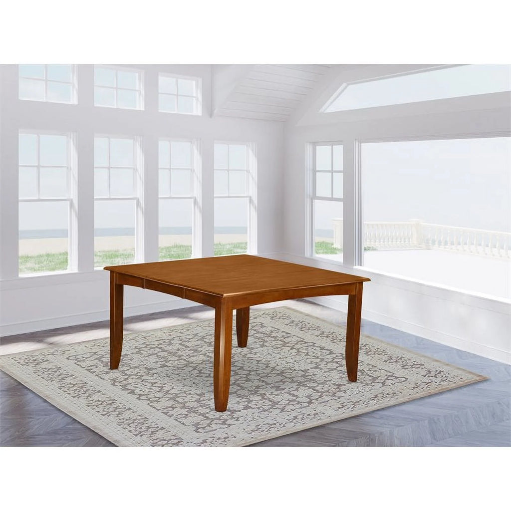 Modern Square Wood Dining Table in Saddle Brown J2871