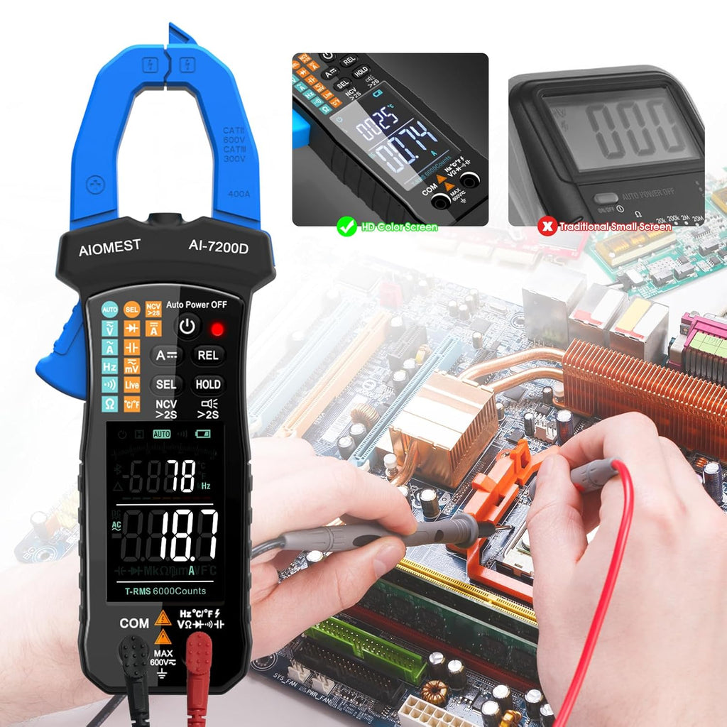 6000 Counts Auto-Range True-RMS Digital Clamp Meter P602