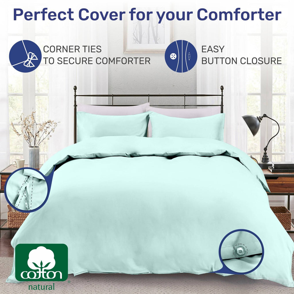 Indigo Navy Blue 100% Sateen Cotton Duvet Cover Set Queen/Full L239
