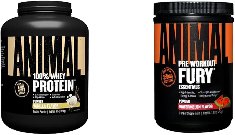 100% Whey Protein Powder Vanilla 4lb and Pre Workout Powder Watermelon 16.96oz Y840694
