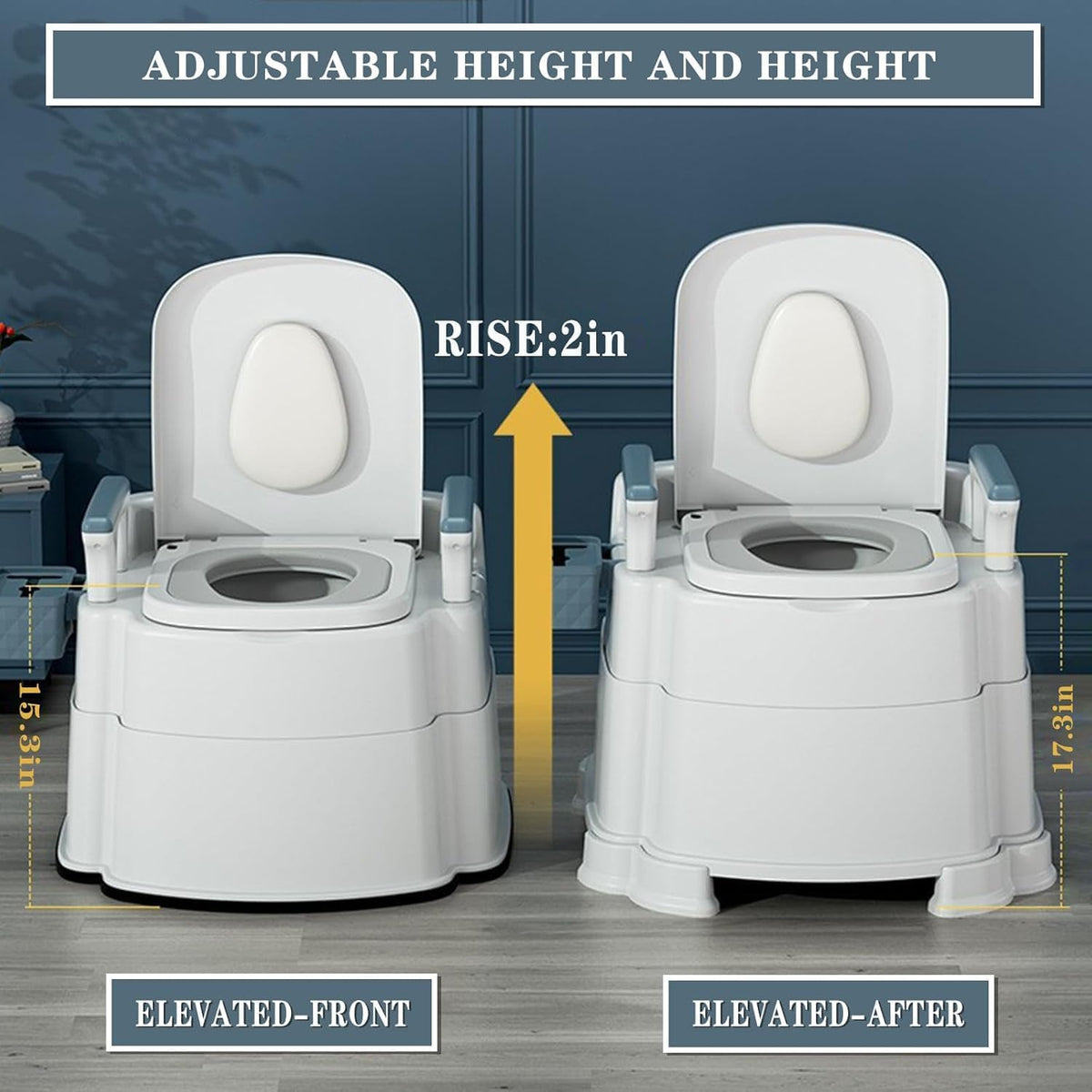Detachable Armrests Height Adjustable Heavy Duty Commode N4148
