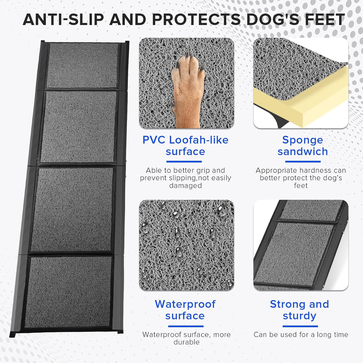 67’’ Foldable Dog Car Ramp with Non-Slip Surface J515893