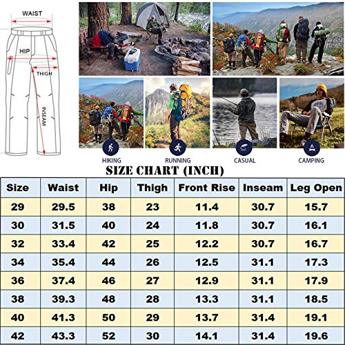 Mens Hiking Stretch Pants Convertible Quick Dry Lightweight Zip Off Outdoor Pants Y124426
