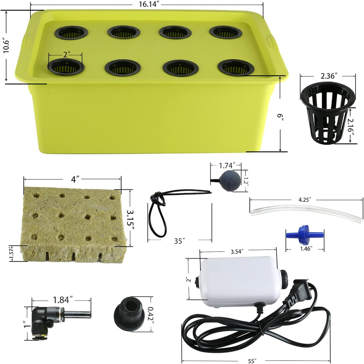 Medium Size 6 Plant Sites Hydroponic System Growing Kit with Air Pump O557