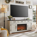 White TV Stand with Electric Fireplace D904933