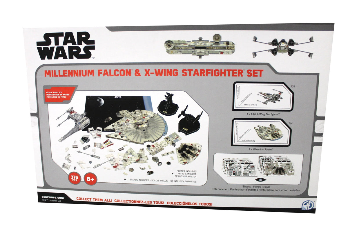 Millennium Falcon & X-Wing Starfighter Paper Model Kit Set Q58250