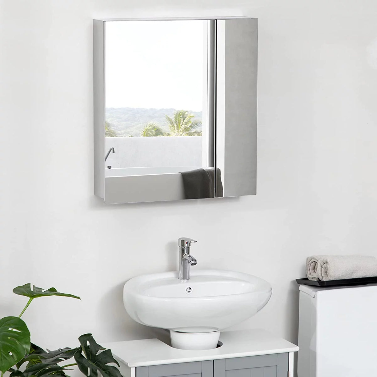 Wall Mounted Medicine Cabinet with Mirror B4517