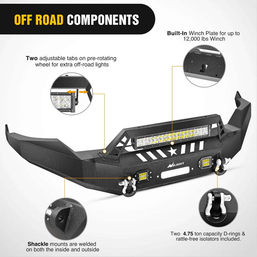 Front Bumper with Winch Plate and LED Light Bar W937431