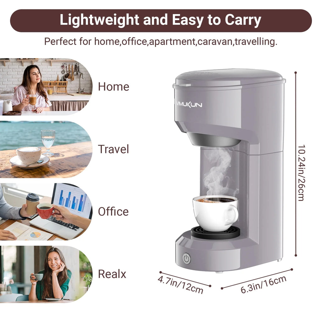 Single Serve Coffee Maker with 6 to 14oz Reservoir, Light Grey E2280