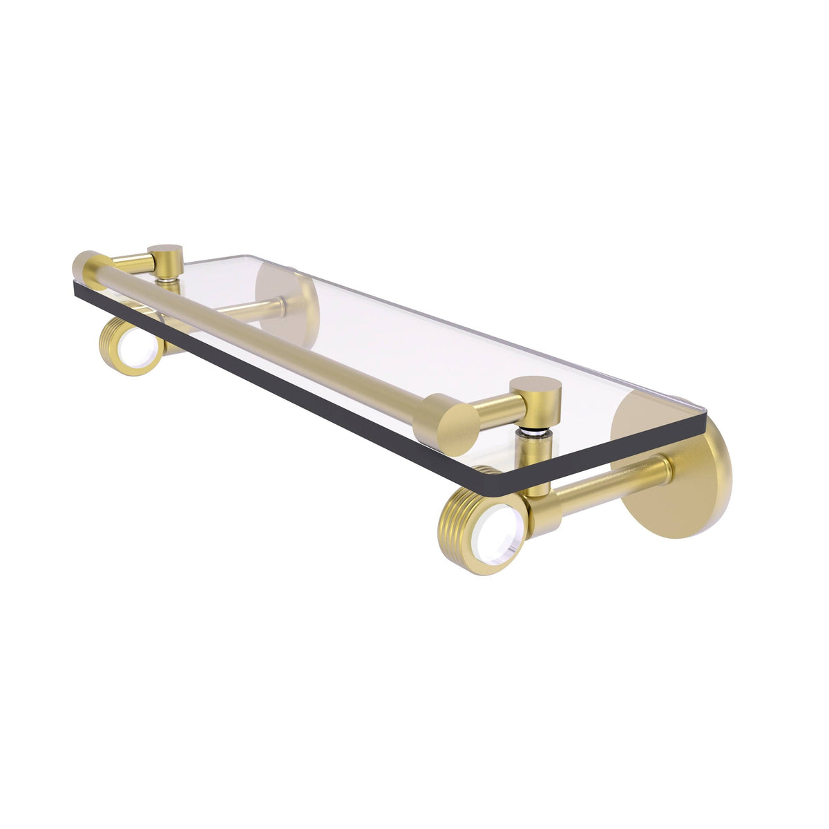 16 in. Glass Shelf with Groovy Accents Satin Brass U372104