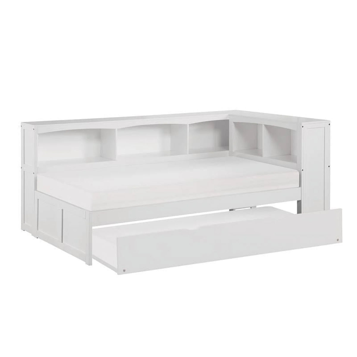 White 5-Shelf Wood Twin Corner Bed Y375486