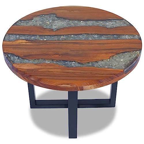 Teak Resin Round Coffee Table 23.6" B869316
