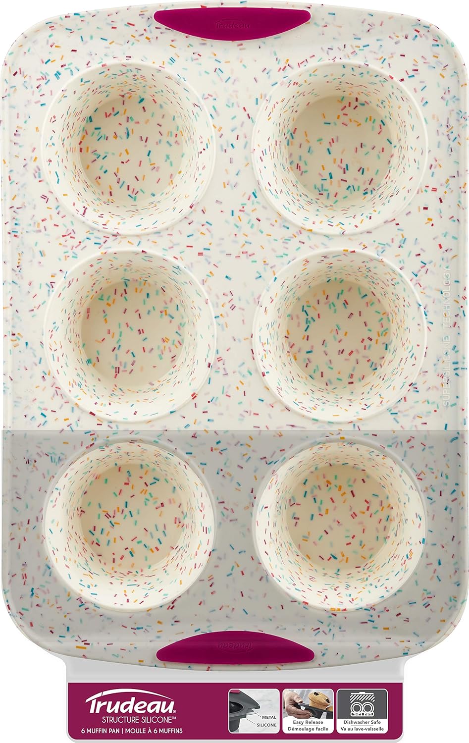 White Confetti 6 Cup Jumbo Muffin Pan Silicone Bakeware M503