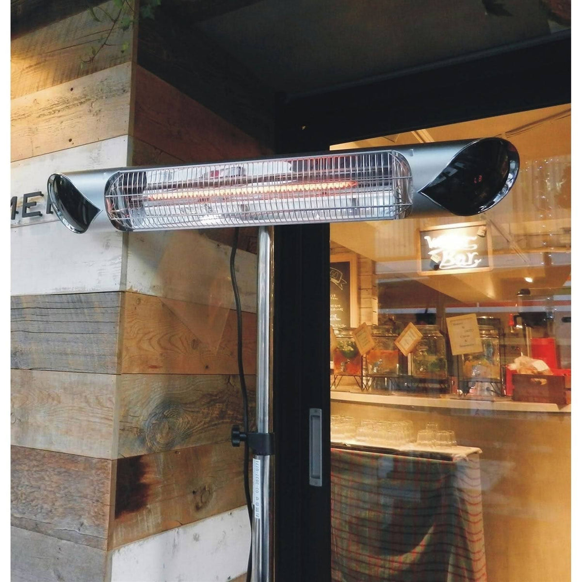 Electric Carbon Infrared Heat Lamp with Remote Control and Adjustable Pole Stand W257739