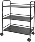 Black 4-Tier Metal Rolling Utility Cart Y8854