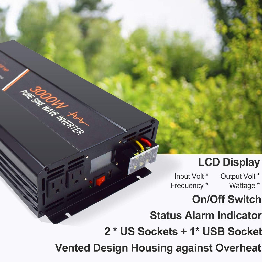 2000 Watt Pure Sine Wave Inverter 12v dc to ac 120v with LCD Display J5795