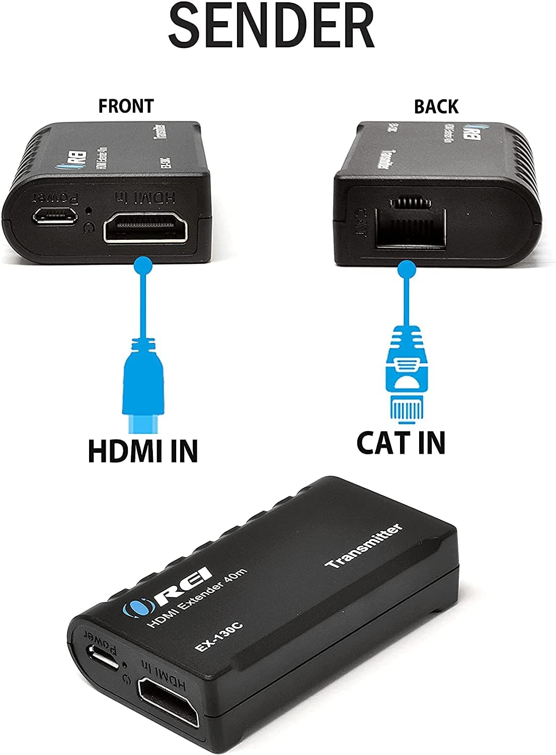 HDMI to Ethernet Extender RJ45 130 Feet 1080P Transmitter & Receiver X9467
