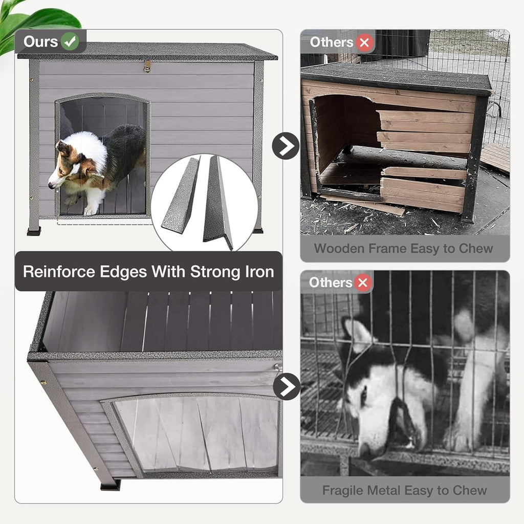 Natural Wood Waterproof Insulated Dog House D527452