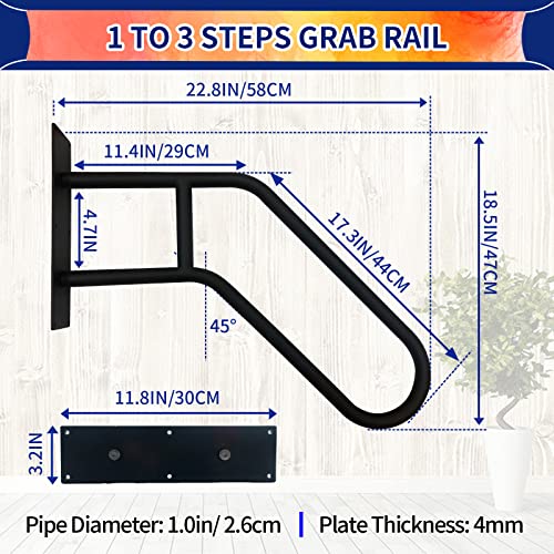 Outdoor Handrail Wall Mount, Polished White Finished Grab Bars, 28.7" Length Iron Pipe I615869