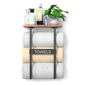 Wall Mounted Metal Towel Holder with Wooden Shelf N593