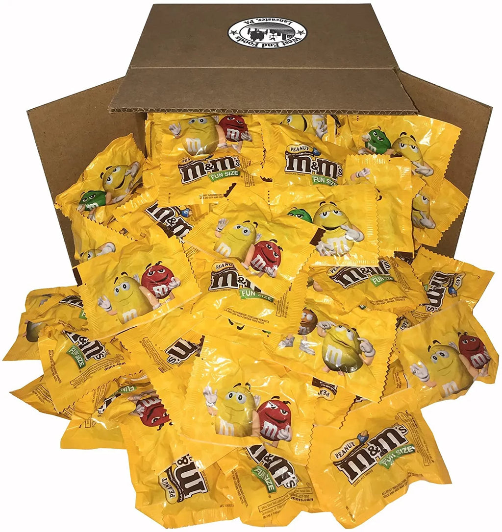 M&M's Peanut Chocolate Candy Fun Size Snacks, 5 LBs Bundle D184