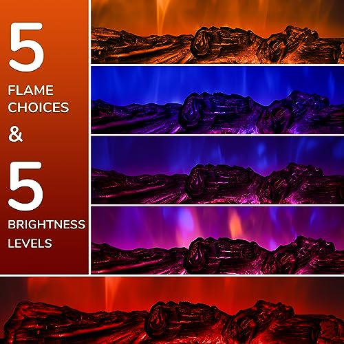 Black 20-Inch Electric Fireplace Logs with Remote Controller E7920