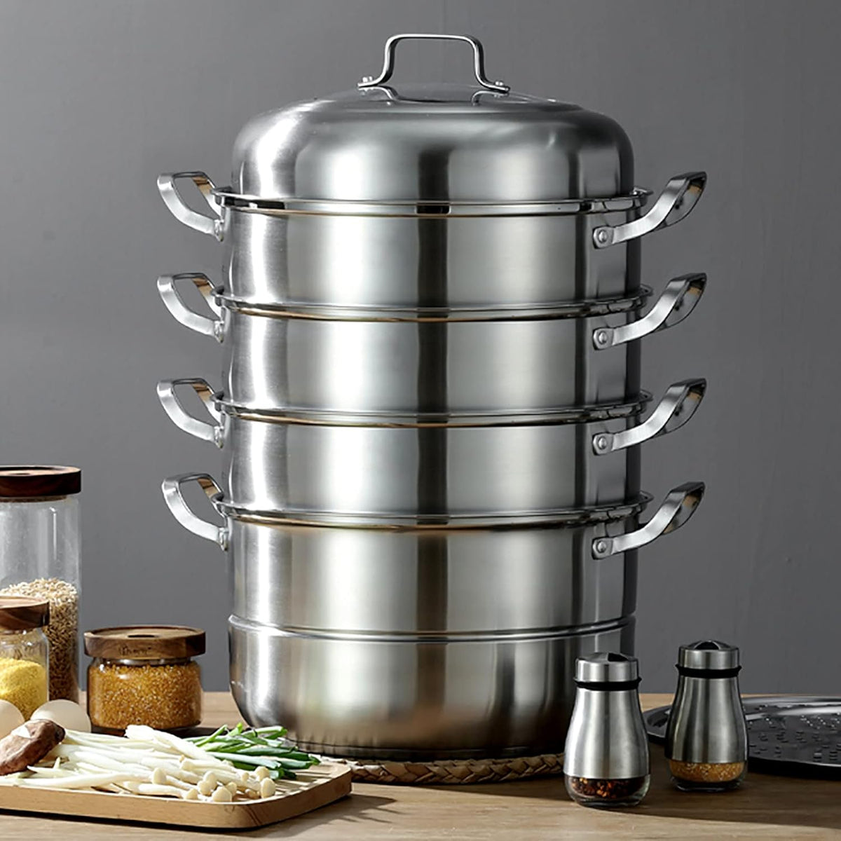 Stainless Steel 5 Levels Steamer with Glass Lid 32cm G85972