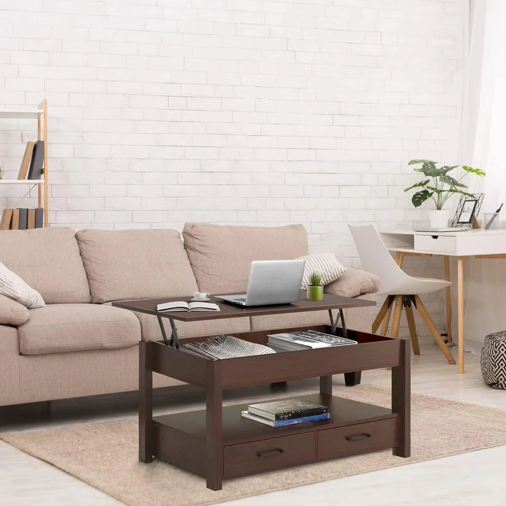 2 Drawer Lift Top Coffee Table Espresso J86280