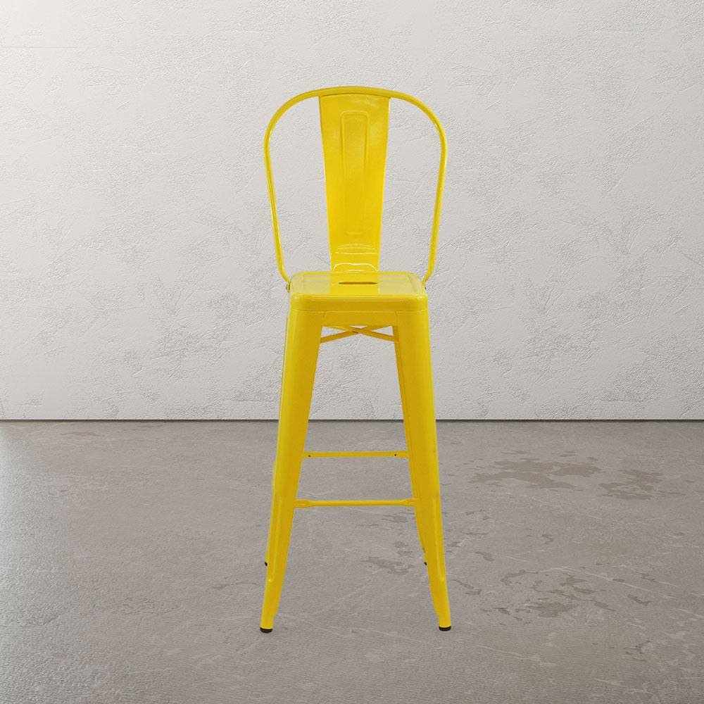 White Cafe Bar Stool with High Back W62998