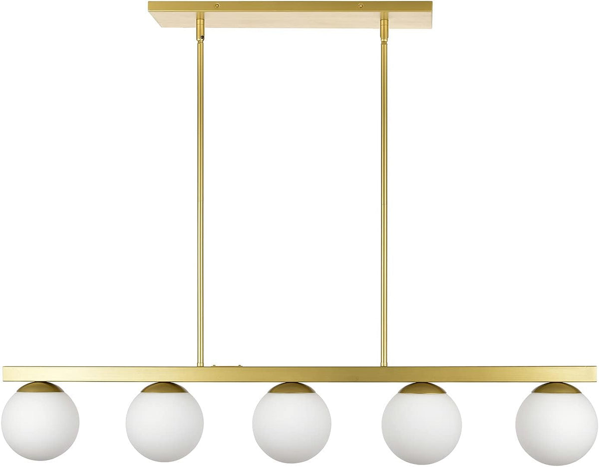 46 inch Satin Brass Frosted Glass Globe Chandelier B99521